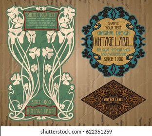 vector vintage items: label Art Nouveau