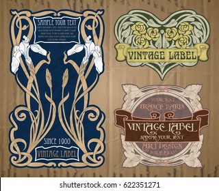 vector vintage items: label Art Nouveau