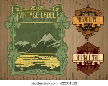 vector vintage items: label Art Nouveau