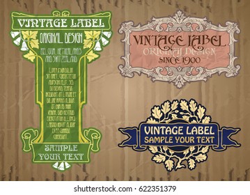 vector vintage items: label Art Nouveau