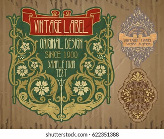 vector vintage items: label Art Nouveau