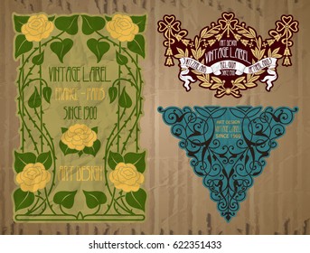 vector vintage items: label Art Nouveau