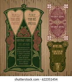 vector vintage items: label Art Nouveau