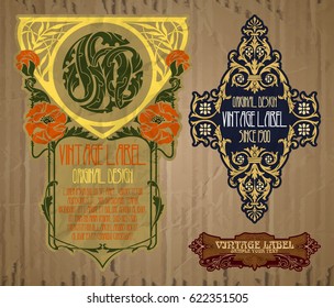 vector vintage items: label Art Nouveau