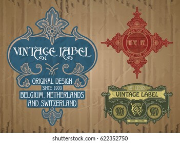 vector vintage items: label Art Nouveau