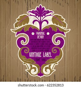 vector vintage items: label Art Nouveau