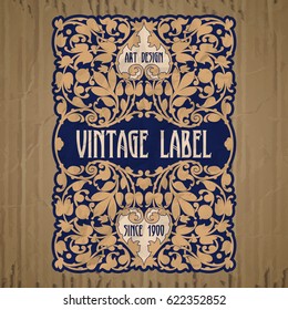 vector vintage items: label Art Nouveau