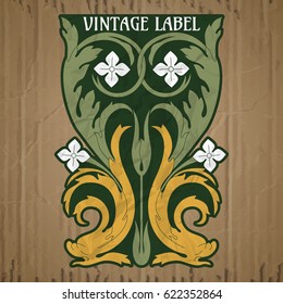 vector vintage items: label Art Nouveau