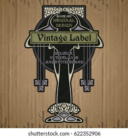 vector vintage items: label Art Nouveau