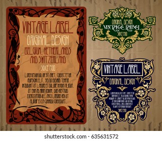 vector vintage items: label Art Nouveau