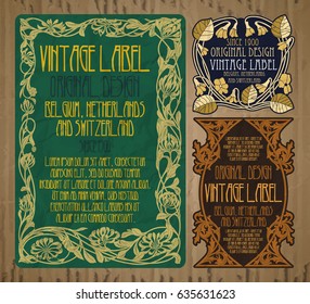 vector vintage items: label Art Nouveau