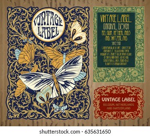 vector vintage items: label Art Nouveau