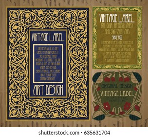 vector vintage items: label Art Nouveau