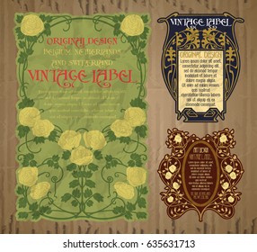 vector vintage items: label Art Nouveau
