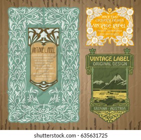 vector vintage items: label Art Nouveau