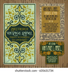 vector vintage items: label Art Nouveau