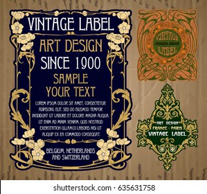 vector vintage items: label Art Nouveau