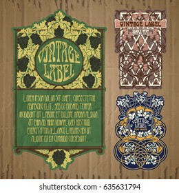 vector vintage items: label Art Nouveau