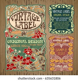 vector vintage items: label Art Nouveau
