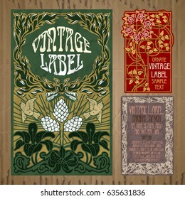 vector vintage items: label Art Nouveau