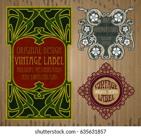 vector vintage items: label Art Nouveau