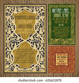 vector vintage items: label Art Nouveau