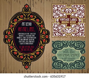 vector vintage items: label Art Nouveau