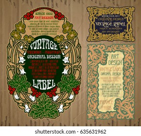vector vintage items: label Art Nouveau
