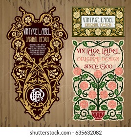 vector vintage items: label Art Nouveau