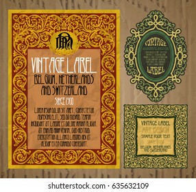vector vintage items: label Art Nouveau