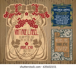 vector vintage items: label Art Nouveau