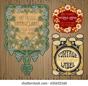 vector vintage items: label Art Nouveau