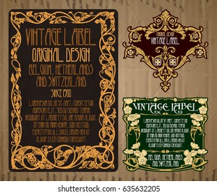 vector vintage items: label Art Nouveau