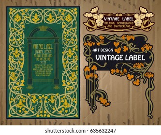 vector vintage items: label Art Nouveau