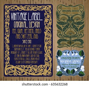 vector vintage items: label Art Nouveau