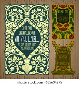 vector vintage items: label Art Nouveau