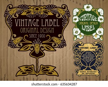 vector vintage items: label Art Nouveau