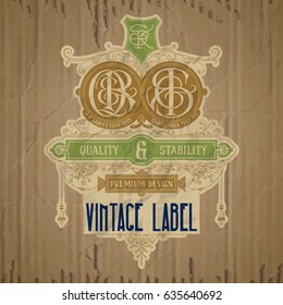 vector vintage items: label Art Nouveau