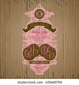 vector vintage items: label Art Nouveau