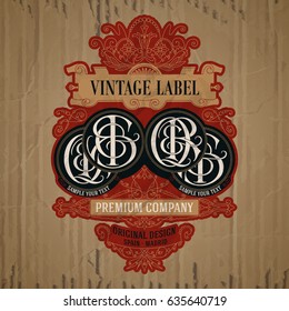vector vintage items: label Art Nouveau