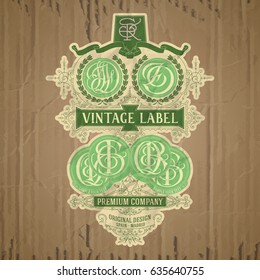 vector vintage items: label Art Nouveau
