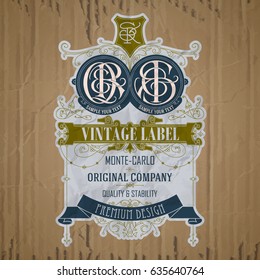vector vintage items: label Art Nouveau