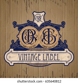 vector vintage items: label Art Nouveau