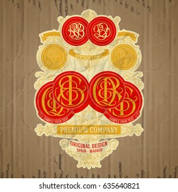 vector vintage items: label Art Nouveau