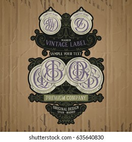vector vintage items: label Art Nouveau