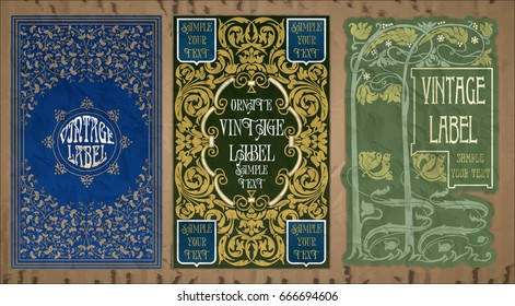 vector vintage items: label Art Nouveau