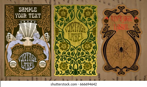 vector vintage items: label Art Nouveau