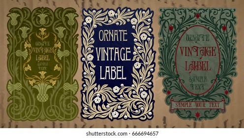 vector vintage items: label Art Nouveau