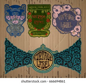 vector vintage items: label Art Nouveau