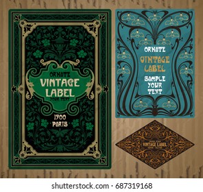 vetor itens vintage: etiqueta Art Nouveau